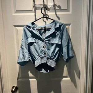 Cute Cropped Denim Zara Shirt
